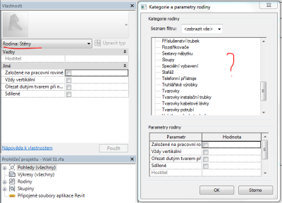 Kategorie a parametry rodiny