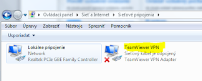 Teamviewer VPN - síťový adaptér